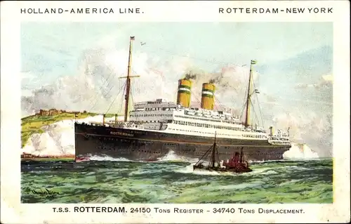 Künstler Ak Dampfer SS Rotterdam, Holland America Line HAL