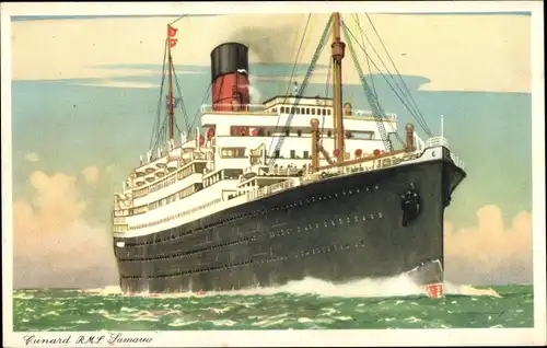 Künstler Ak Steamer RMS Samaria, Cunard Line, Dampfschiff