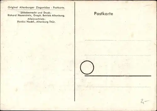 Künstler Ak Altenburg in Thüringen, Der Altenborger Zeegenkase, Paar in Trachten, Ziegenkäse, Vers