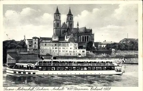 Ak Magdeburg an der Elbe, Luxus Motorschiff Sachsen Anhalt, Reederei Gustav Stahlberg