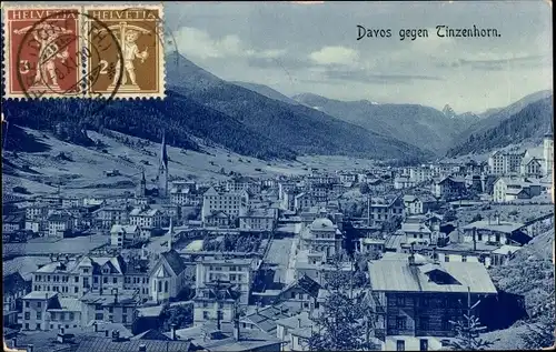 Ak Davos Kanton Graubünden, Total gegen Tinzenhorn