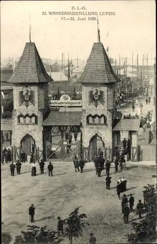Ak Leipzig in Sachsen, DLG 23, Wanderausstellung 1909, Eingang