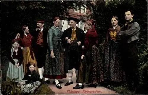 Ak Thüringer Kirmesgäste, Thüringer Tracht