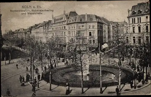 Ak Köln am Rhein, Barbarossaplatz und Hohenstaufenring und Weyerstraße