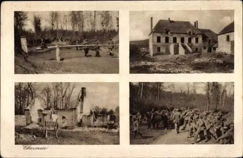 Ak Chevreux Craonne Aisne, Kriegszerstörungen, Soldaten, I. WK