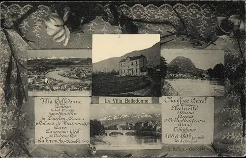 Ak Grenoble Isère, La Villa Belledonne, Pension, Brücke