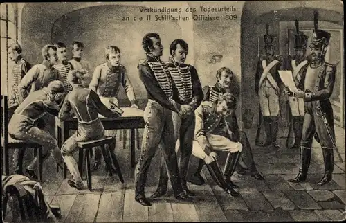 Ak Verkündigung des Todesurteils an die 11 Schill'schen Offiziere 1809