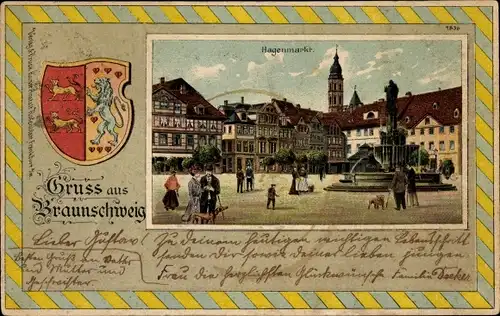 Wappen Passepartout Litho Braunschweig, Hagenmarkt
