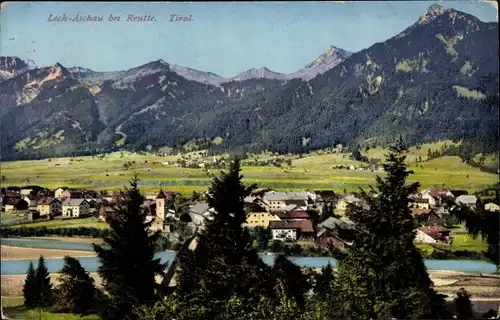 Ak Lech Aschau bei Reutte in Tirol, Panorama, Photochromie Nr 13479