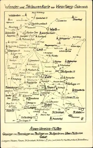Landkarten Ak Vorarlberg Österreich, Wander- und Skitourenkarten