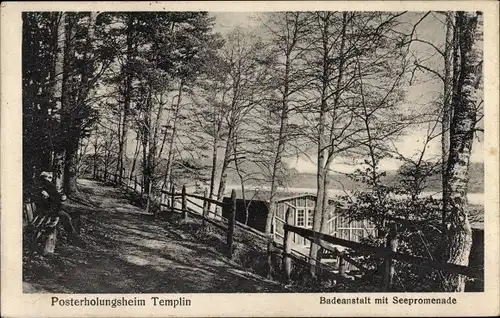 Ak Templin in der Uckermark, Posterholungsheim, Badeanstalt mit Seepromenade