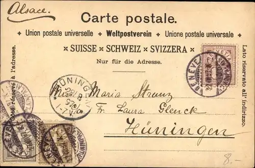 Litho Genève Genf Stadt, Segelboot, Lac Leman, Ile Rousseau, Monument Brunswick