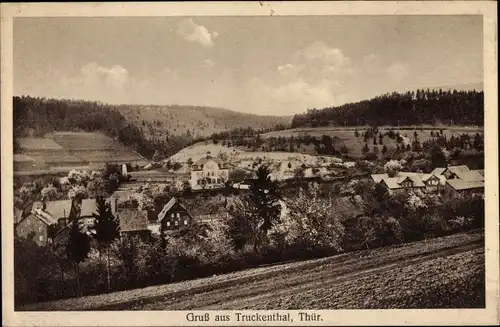 Ak Truckenthal Schalkau in Thüringen, Blick auf den Ort