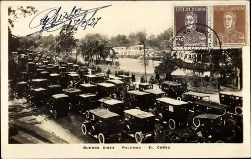 Ak Palermo Buenos Aires Argentinien, El Corso, Autos