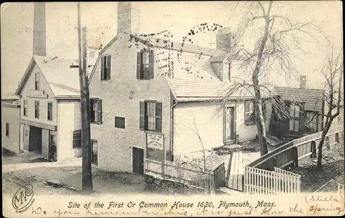 Ak Plymouth Massachusetts USA, Site of the First or Common House 1620