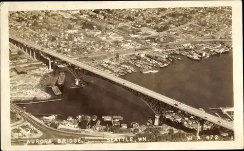 Foto Ak Seattle Washington USA, Aurora Bridge, Fliegeraufnahme