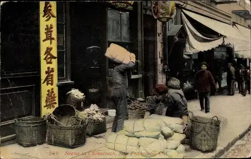 Ak San Francisco Kalifornien USA, Scene in Chinatown