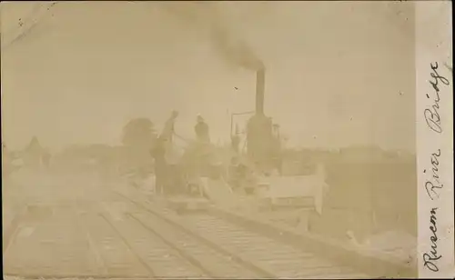 Foto Ak Ontario Kanada, Ruscon River Bridge, Bahnschienen