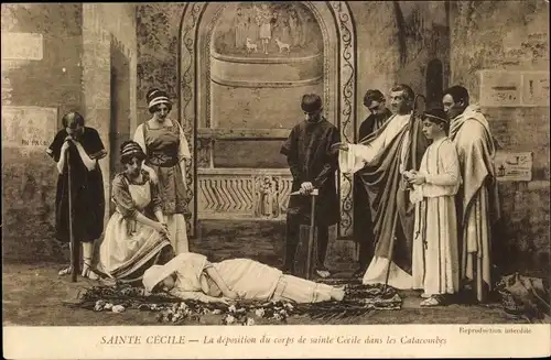 Ak Theaterszene, Sainte Cecile, La deposition du corps de Sainte Cecile dans les Catacombes
