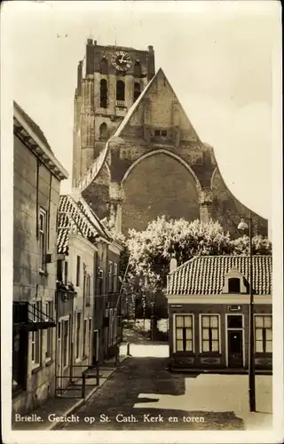 Ak Brielle Südholland, St. Cath. Kerk en toren