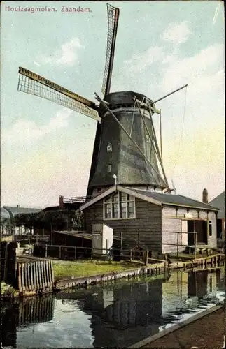 Ak Zaandam Nordholland, Houtzaagmolen, Windmühle
