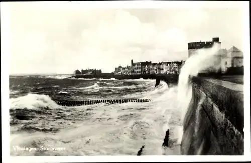 Ak Vlissingen Zeeland Niederlande, Stormweer
