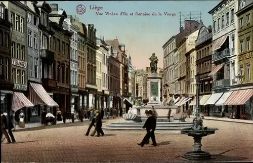 Ak Liège Lüttich Wallonien, Vue Vinave d'lle et fontaine de la Vierge