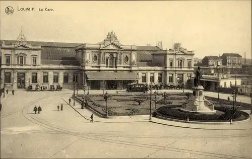 Ak Louvain Leuven Flämisch Brabant, La Gare, Bahnhof, Denkmal