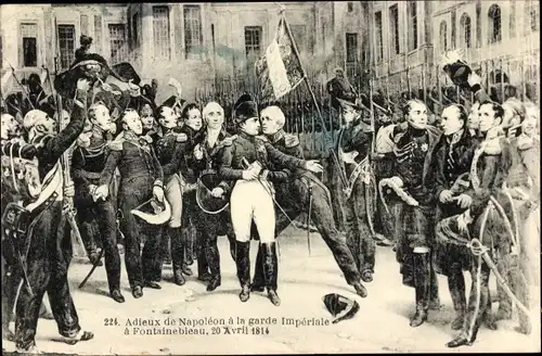 Künstler Ak Adieux de Napoléon à la Garde Impériale à Fontainebleau 20.04.1814