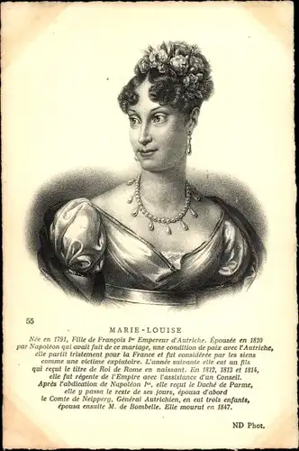 Ak Marie Louise, Fille de Francois Ier Empereur d'Autriche, Epousee en 1810 par Napoleon