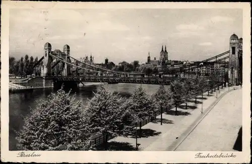 Ak Wrocław Breslau Schlesien, Ansicht der Freiheitsbrücke