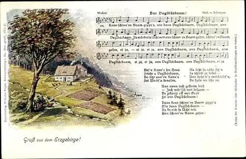 Lied Ak Vogel, Wilhelm, Dar Vuglbärbaam, Landschaftsidylle, Erzgebirge