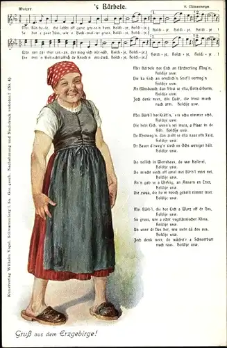 Lied Ak Mückenberger, Hilmar, 's Bärbele, Erzgebirgische Mundart, Tracht, Wilhelm Vogel