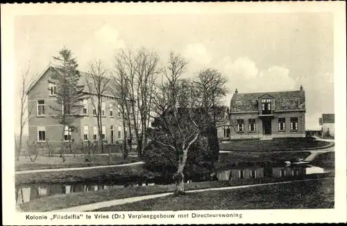 Ak Vries Tynaarlo Drenthe, Kolonie Filadelfia, Verpleegebouw met Directeurswoning