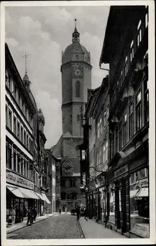 Ak Jena in Thüringen, Johannisstraße mit Stadtkirchturm