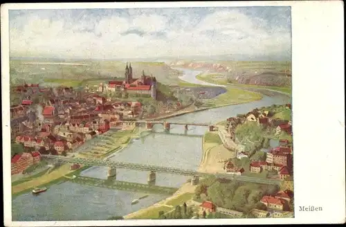 Künstler Ak O. Renatus, Meißen an der Elbe, Ortsansicht