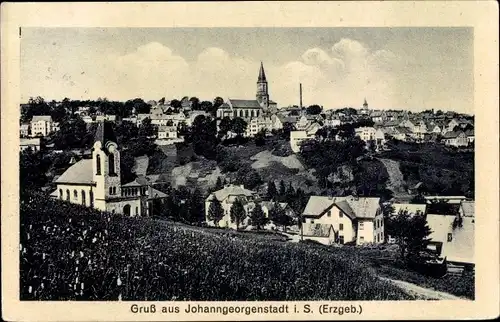 Ak Johanngeorgenstadt Erzgebirge, Panorama, Kirchen