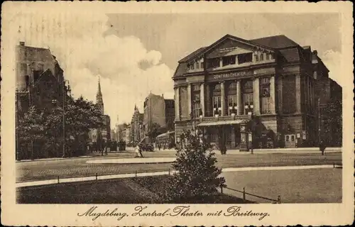 Ak Magdeburg an der Elbe, Zentral-Theater mit Breiteweg