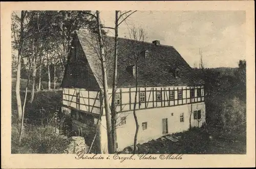 Ak Grünhain Beierfeld im Erzgebirge Sachsen, Untere Mühle