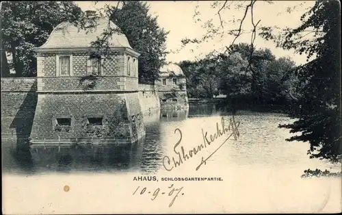 Ak Ahaus im Münsterland Westfalen, Schlossgartenpartie