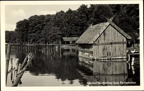 Ak Altenhof Schorfheide am Werbellinsee, Fischerhütten