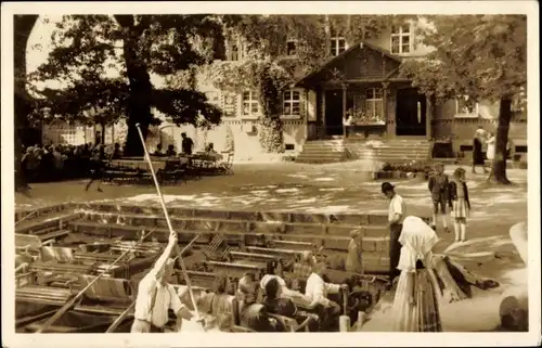 Ak Leipe Lübbenau im Spreewald, Treppe, Boot