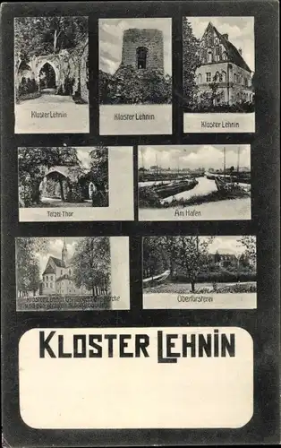 Ak Kloster Lehnin in der Mark, Tetzel Turm, Oberförsterei, Hafenpartie