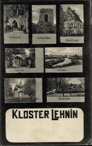 Ak Kloster Lehnin in der Mark, Tetzel Turm, Oberförsterei, Hafenpartie