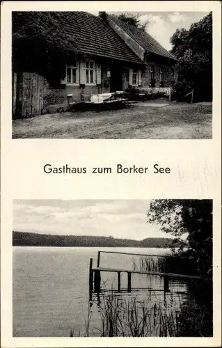 Ak Bork Kyritz in der Prignitz, Gasthaus zum Borker See, Wasseransicht
