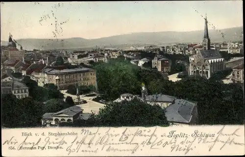 Ak Teplice Teplitz Schönau Reg. Aussig, Blick v. d. Stephanshöhe
