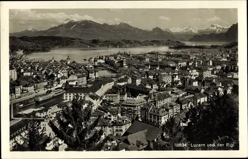 Ak Luzern Stadt Schweiz, Gesamtansicht und der Rigi