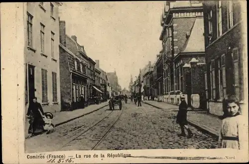 Ak Comines Nord, Rue de la Republique
