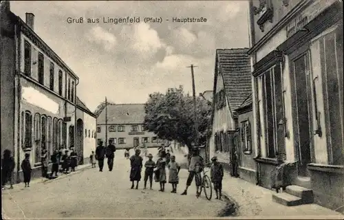 Ak Lingenfeld in der Pfalz, Hauptstraße mit Gasthaus