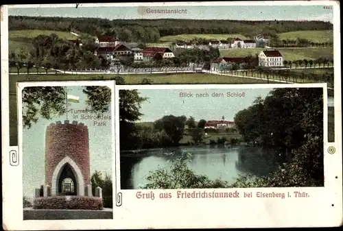 Ak Friedrichstanneck Eisenberg in Thüringen, Schloss, Totalansicht, Schroedels Park